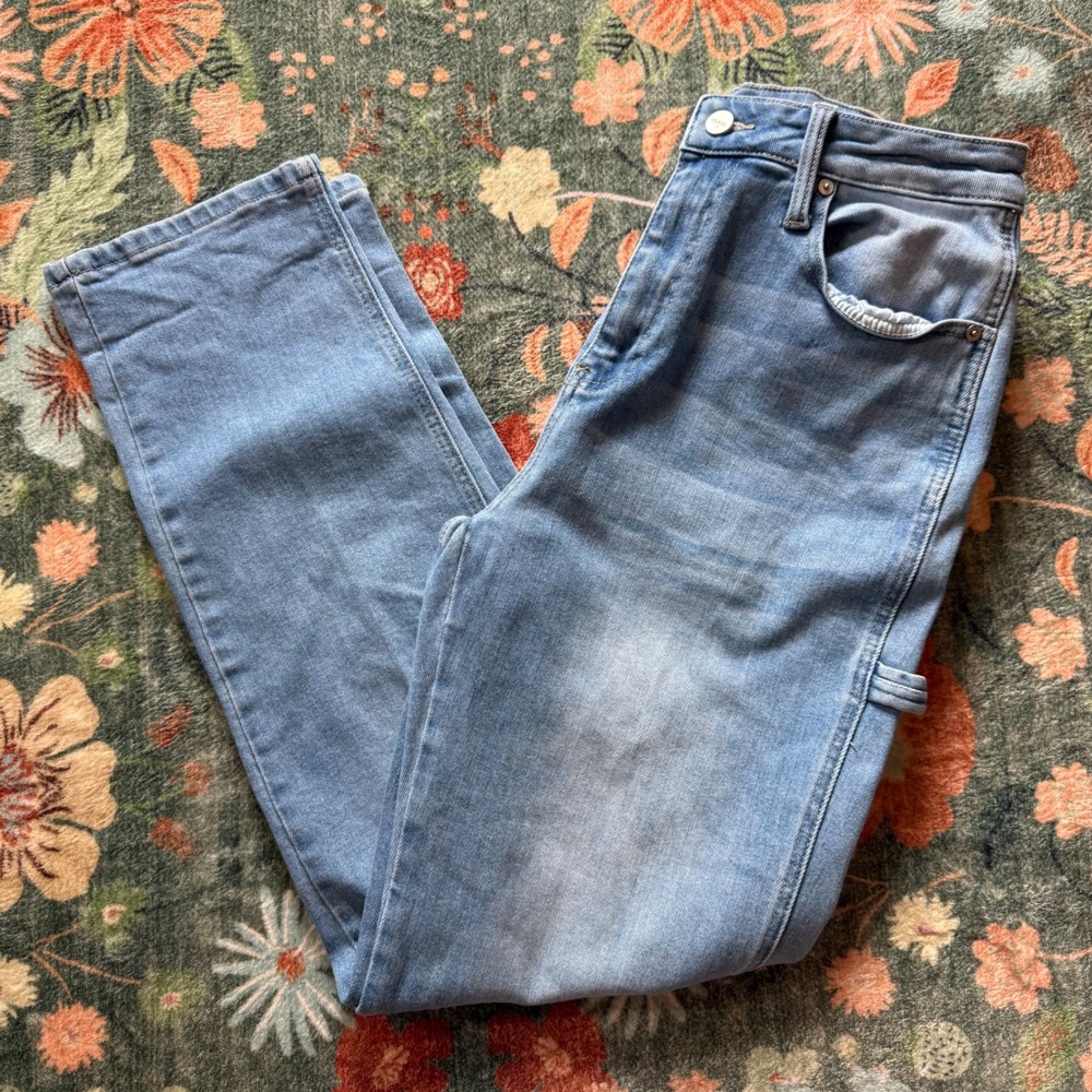 Altar'd State‎ Light Wash Distressed Carpenter Jeans High Rise Straight Size 30
